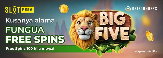 SlotPesa Big Five: kusanya alama, fungua free spins — free spins 100 kila mwezi